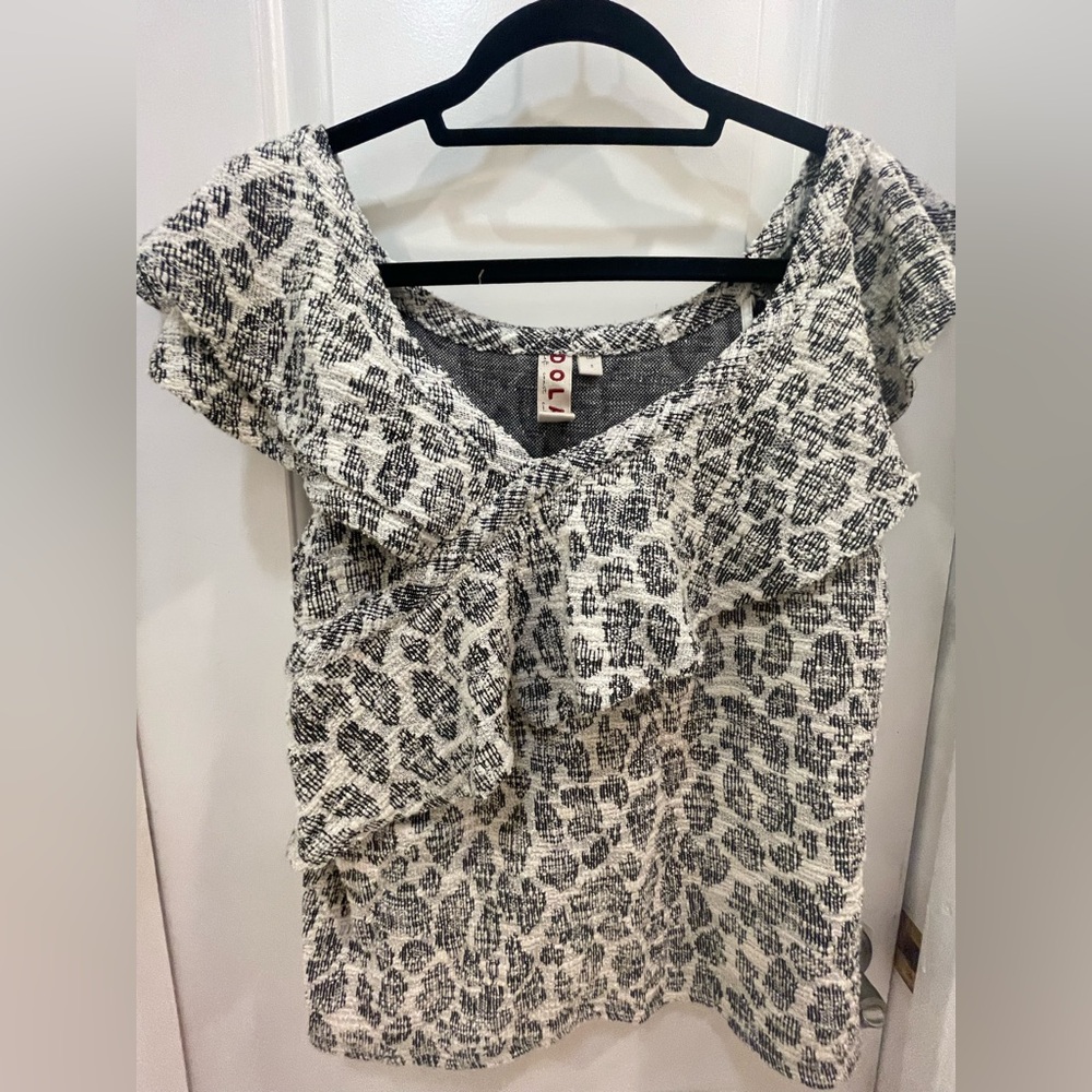 Dolan Black and White Animal Print Blouse